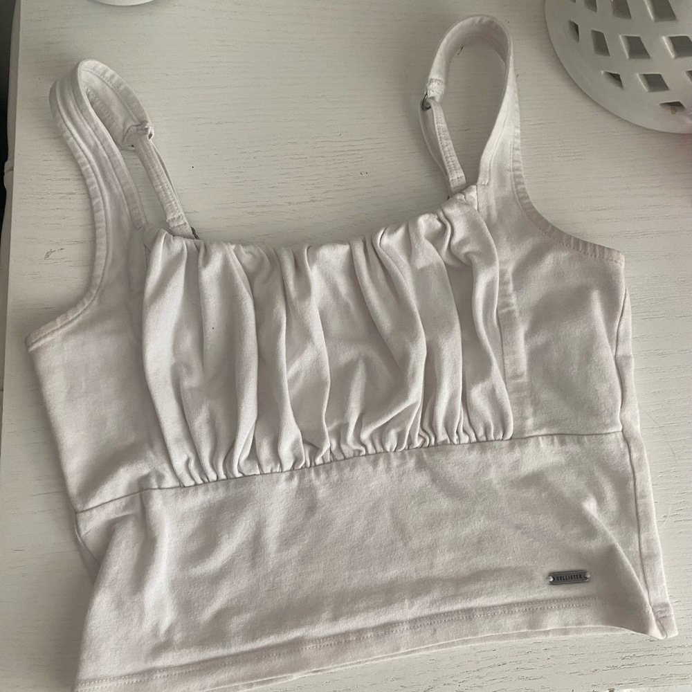 Hollister white puff front tank top